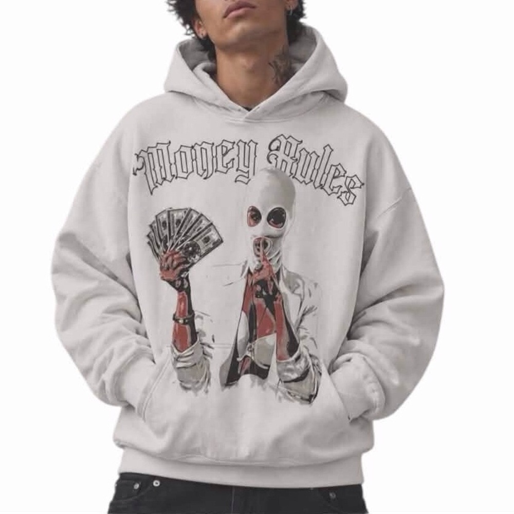 Crook And Castles Hoodie Size Large Money Rules White Sweatshirt New Unisex